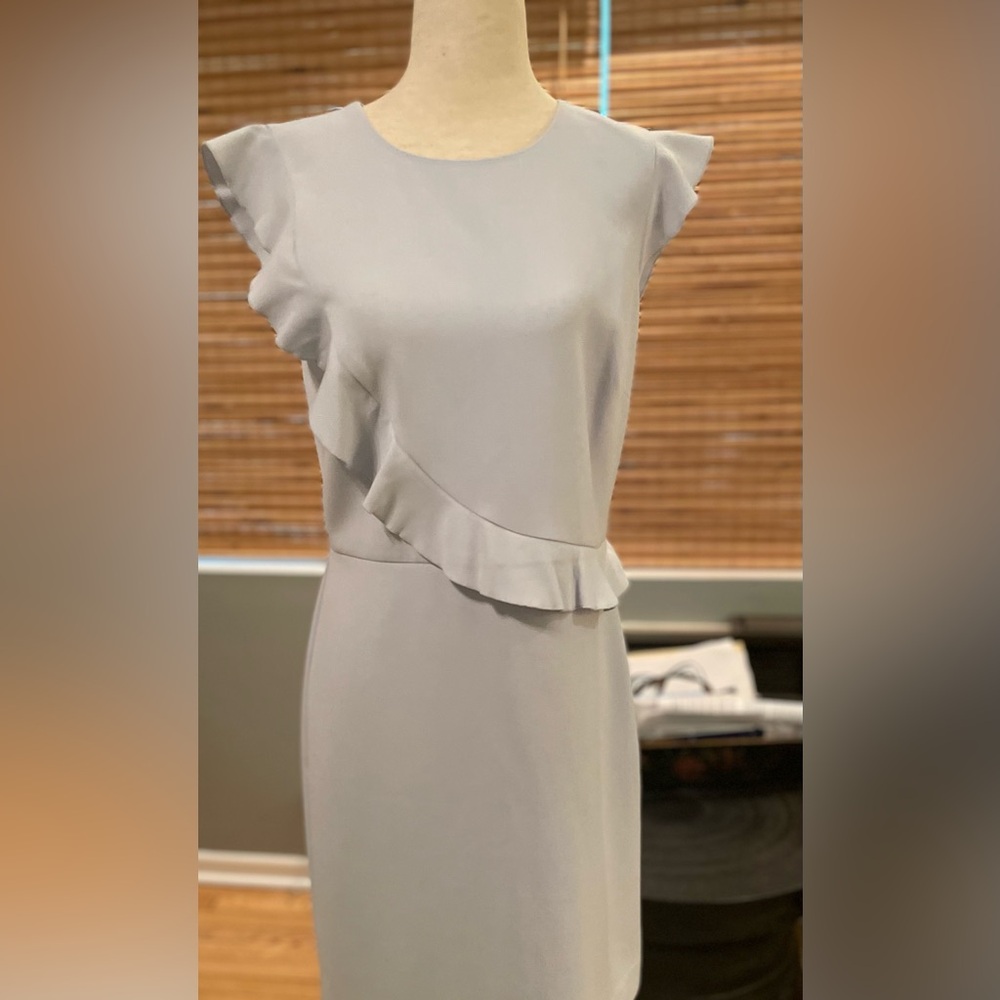 Ann Talyor Petite light blue/ grey knee length dress